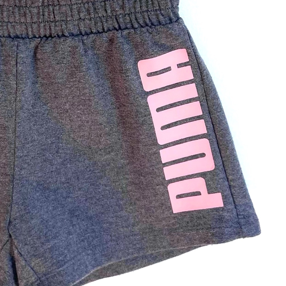 4/$20💥Puma Sweatshorts Athletic Shorts, Pink Puma Logo, Heathered Gray, Wide Leg